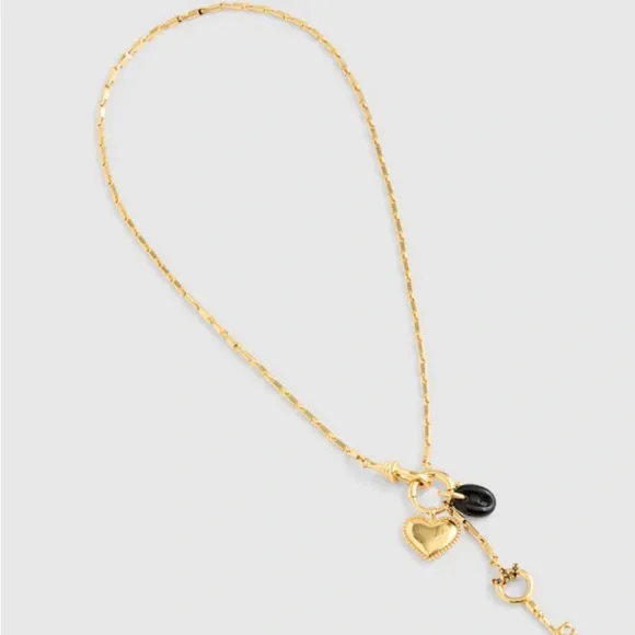 Madewell Gold Necklace with Heart and Black Charm - Picture 3 of 3